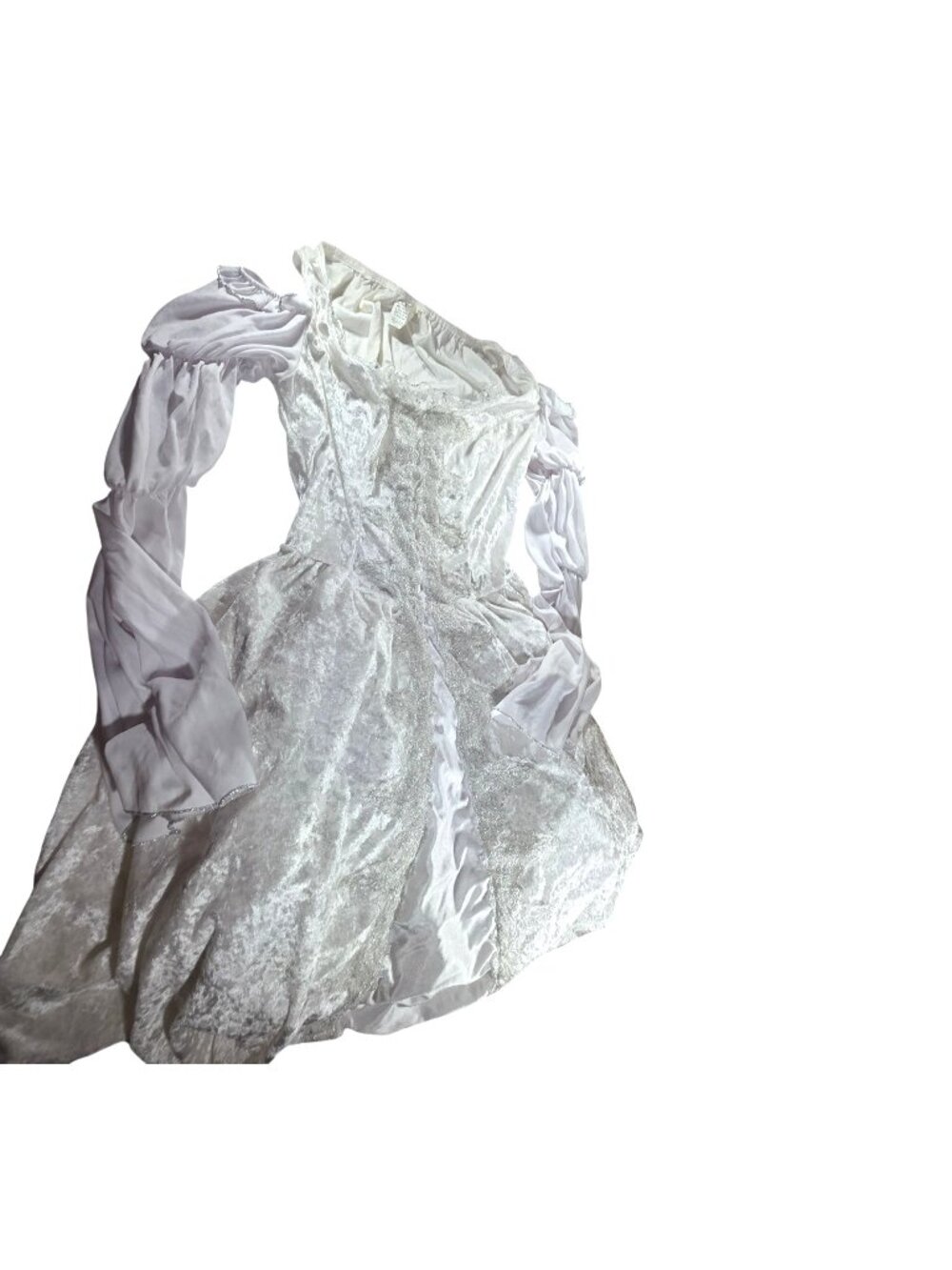 White Silver Long Sleeve Gown Costume Spencer Gifts Renaissance Halloween